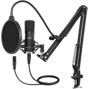 XLR Condenser Microphone,Professional Studio Cardioid MicrophoneKit with BoomArm